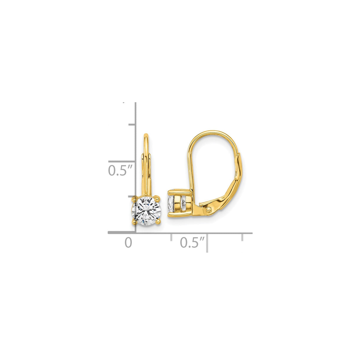 Yellow Gold Leverback Earrings In Sterling Silver With CZ