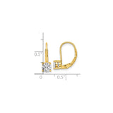 Yellow Gold Leverback Earrings In Sterling Silver With CZ