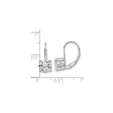 Sterling Silver Drop Earrings with Round Cut Cubic Zirconia, Four-Prong Leverback Design