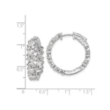 Sterling Silver Hoop Earrings with Marquise and Round Cubic Zirconia Prong Set Stones