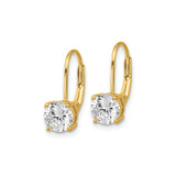 Sterling Silver Gold Plated Drop Earrings with Round Cut Cubic Zirconia, Classic Solitaire Design