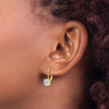 Sterling Silver Gold Plated Drop Earrings with Round Cut Cubic Zirconia, Classic Solitaire Design