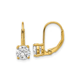 Sterling Silver Gold Plated Drop Earrings with Round Cut Cubic Zirconia, Classic Solitaire Design