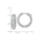 Sterling Silver Hoop Earrings with Cubic Zirconia, Channel Setting, Filigree Design