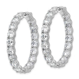 Sterling Silver Hoop Earrings with Cubic Zirconia, Inside-Out Design, Rhodium Plated Finish