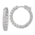 Sterling Silver Hoop Earrings with Round Cut Cubic Zirconia, Prong Set Heart Design