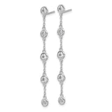 Sterling Silver Drop Earrings with Cubic Zirconia, Long Linear Chain Dangle Design for Women