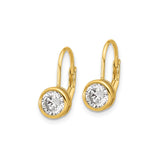Sterling Silver Gold Plated Leverback Earrings with Cubic Zirconia Bezel Setting