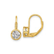 Sterling Silver Gold Plated Leverback Earrings with Cubic Zirconia Bezel Setting