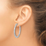 Sterling Silver Hoop Earrings with Baguette Cubic Zirconia, Channel Set, Modern Design