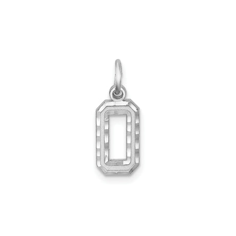 Sterling Silver Number 0 Pendant Charm with Beveled Octagonal Design