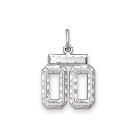 Sterling Silver Number 00 Pendant with Octagon Edge, Polished Textured Finish, Unisex Charm