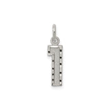Sterling Silver Number One Pendant with Textured Center and Polished Border