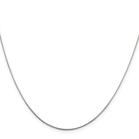925 White Gold 0.7 mm Polished Chain Necklace, Solid