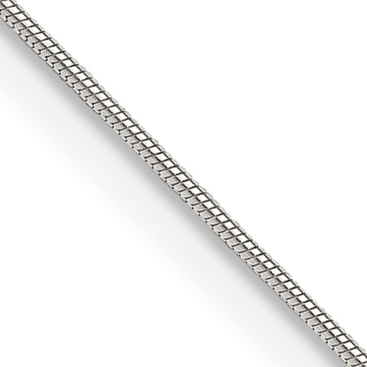 925 White Gold 0.7 mm Polished Chain Necklace, Solid detail view