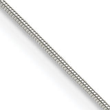 925 White Gold 0.7 mm Polished Chain Necklace, Solid detail view
