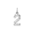 Sterling Silver Number 2 Pendant Charm, Polished Diamond-Cut Numeric Jewelry