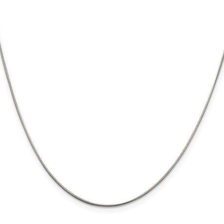 925 White Gold 0.8 mm Polished Chain Necklace, Solid