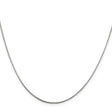 925 White Gold 0.8 mm Polished Chain Necklace, Solid