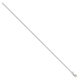 925 White Gold 0.8 mm Polished Chain Anklet, Solid