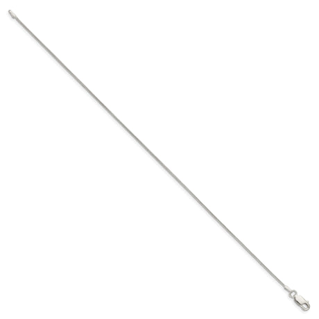 925 White Gold 0.8 mm Polished Chain Anklet, Solid