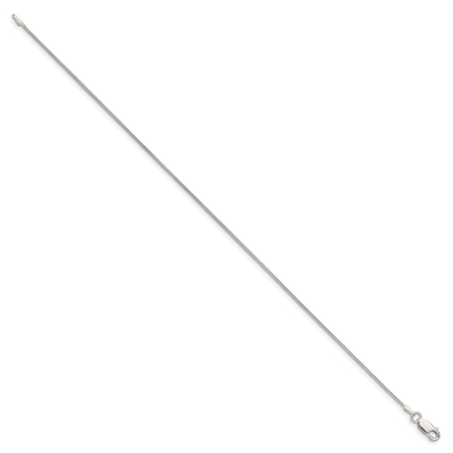 925 White Gold 0.8 mm Polished Chain Bracelet, Solid
