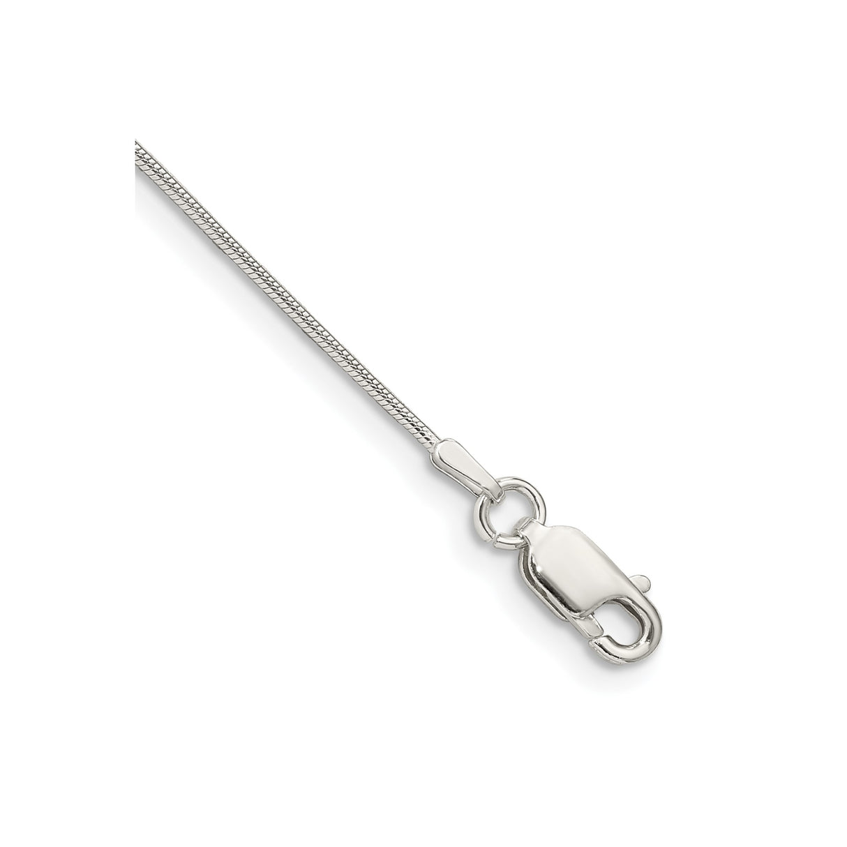 925 White Gold 0.8 mm Polished Chain Bracelet, Solid shown for scale