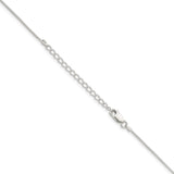 925 White Gold 0.8 mm Polished Chain Necklace, Solid detail view