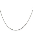 925 White Gold 0.8 mm Polished Chain Necklace, Solid