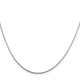 925 White Gold 0.8 mm Polished Chain Necklace, Solid