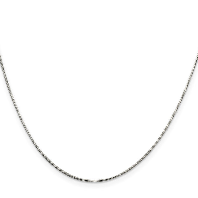 925 White Gold 0.8 mm Polished Chain Necklace, Solid