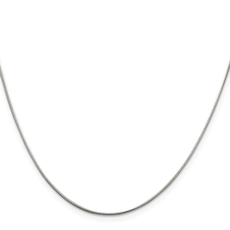 925 White Gold 0.8 mm Polished Chain Necklace, Solid