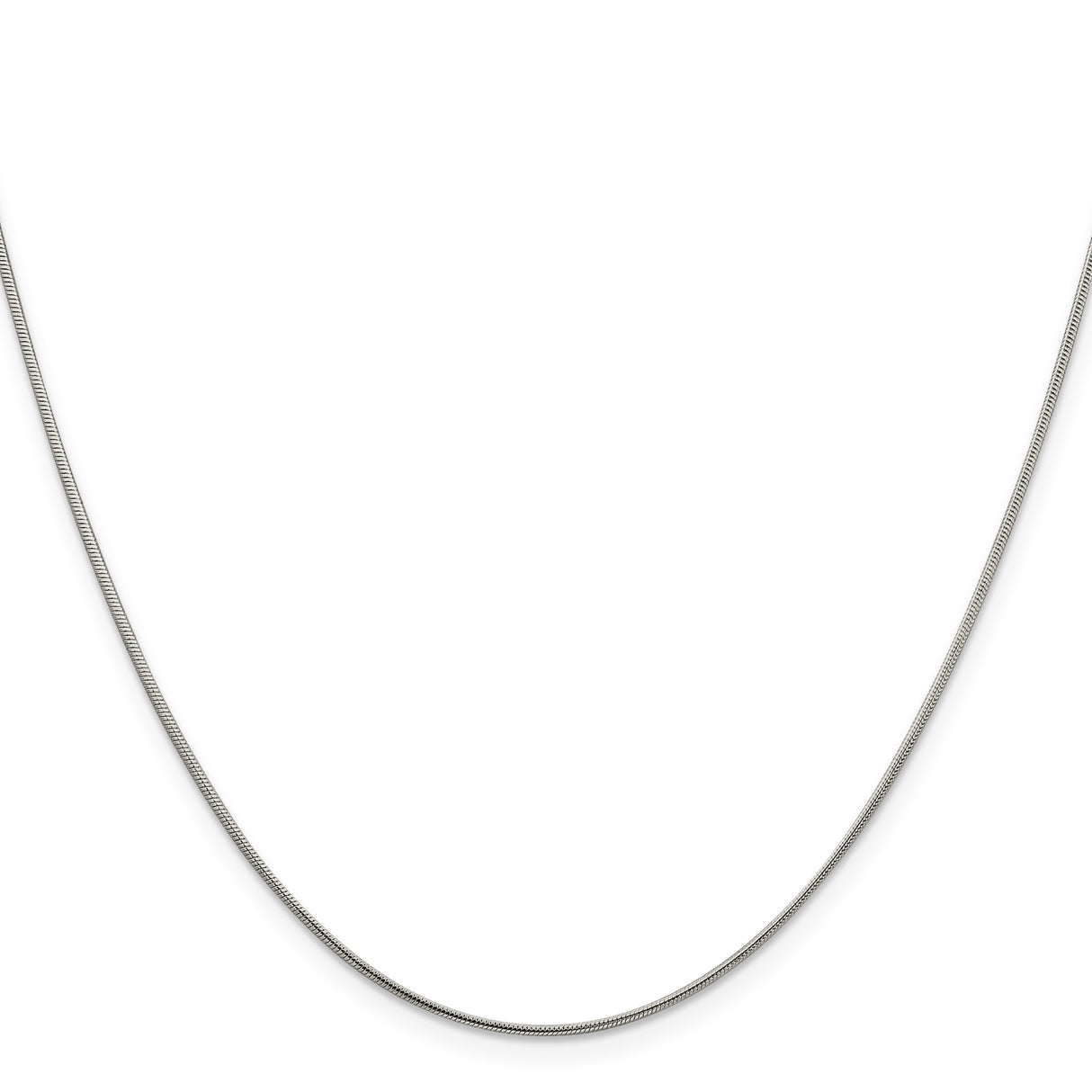 925 White Gold 1 mm Polished Chain Necklace, Solid