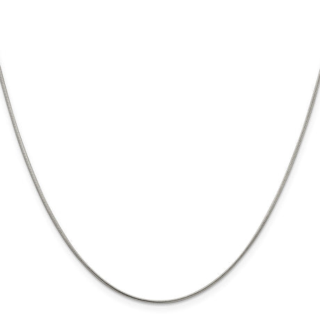 925 White Gold 1 mm Polished Chain Necklace, Solid