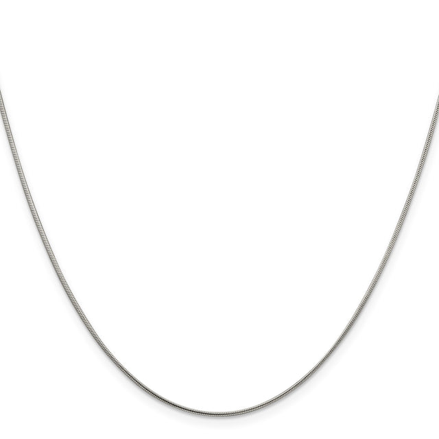 925 White Gold 1 mm Polished Chain Necklace, Solid