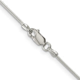925 White Gold 1 mm Polished Chain Necklace, Solid alternate angle
