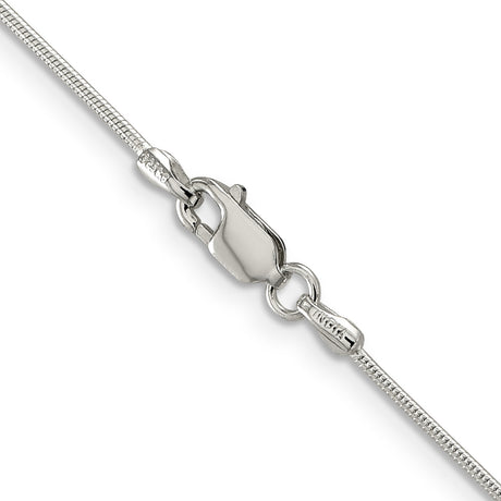 925 White Gold 1 mm Polished Chain Necklace, Solid alternate angle