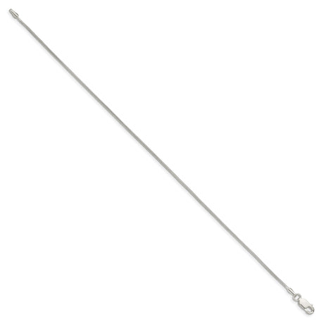 925 White Gold 1 mm Polished Chain Anklet, Solid