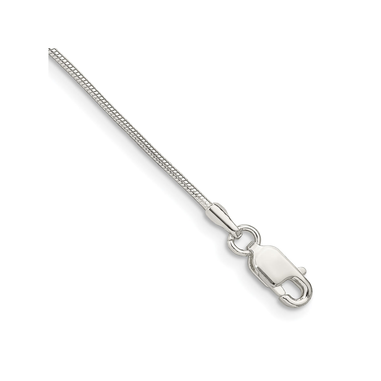 925 White Gold 1 mm Polished Chain Bracelet, Solid shown for scale