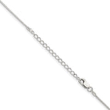 925 White Gold 1 mm Polished Chain Necklace, Solid detail view