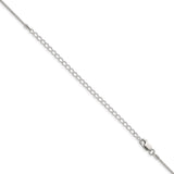 925 White Gold 1 mm Polished Chain Necklace, Solid detail view