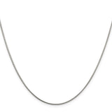 925 White Gold 1 mm Polished Chain Necklace, Solid