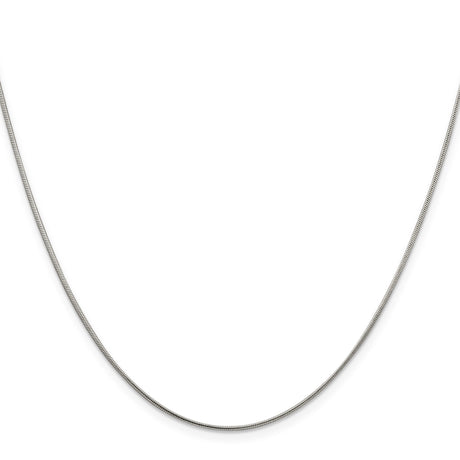 925 White Gold 1 mm Polished Chain Necklace, Solid
