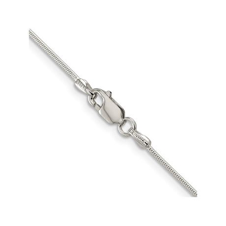 925 White Gold 1 mm Polished Chain Necklace, Solid alternate angle