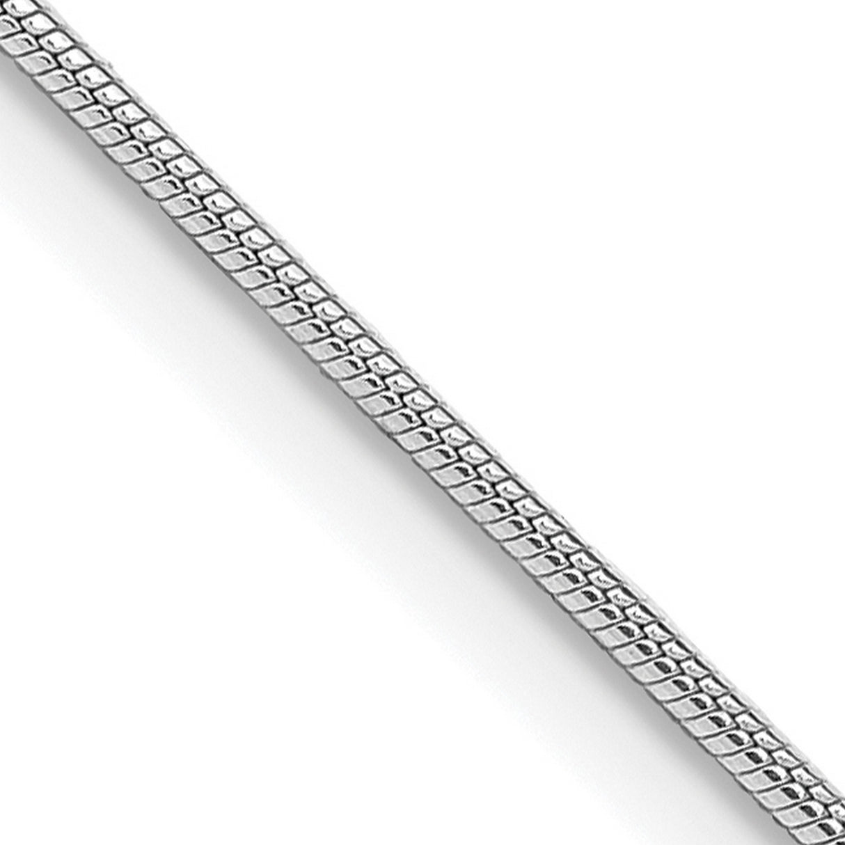 925 White Gold 1 mm Polished Chain Necklace, Solid detail view