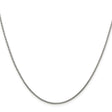 925 White Gold 1.2 mm Polished Chain Necklace, Solid