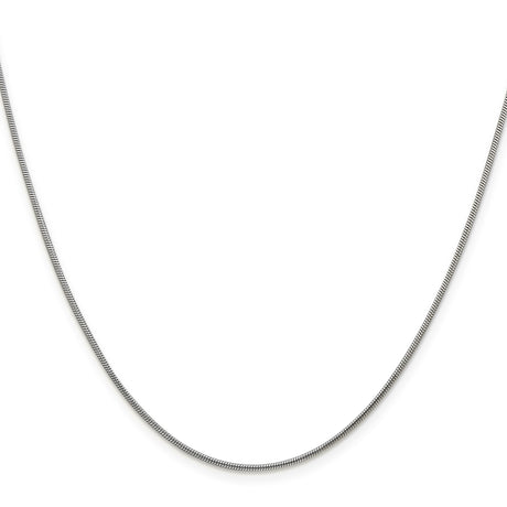 925 White Gold 1.2 mm Polished Chain Necklace, Solid