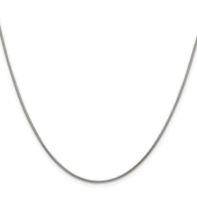 925 White Gold 1.2 mm Polished Chain Necklace, Solid