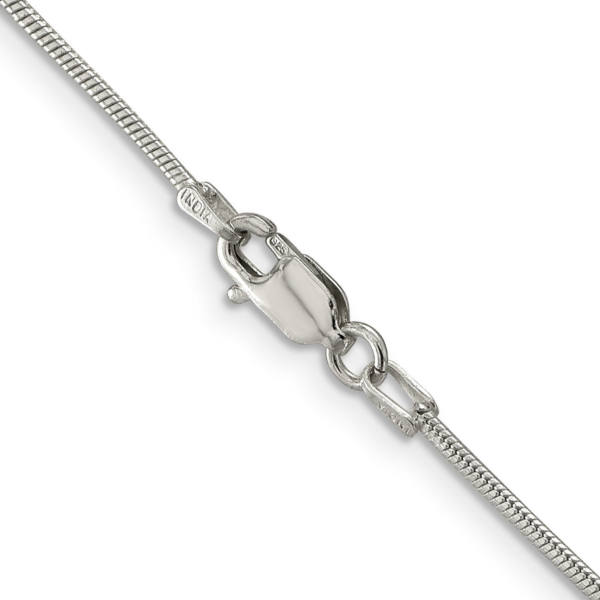 925 White Gold 1.2 mm Polished Chain Necklace, Solid alternate angle
