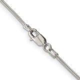 925 White Gold 1.2 mm Polished Chain Necklace, Solid alternate angle